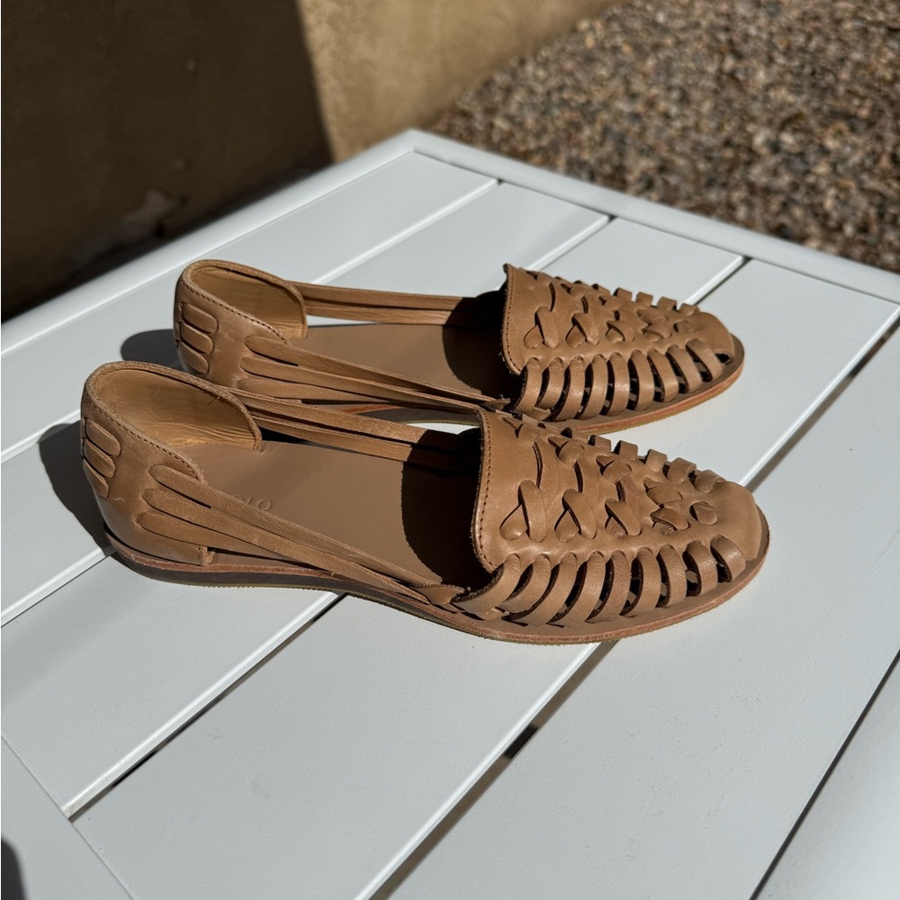 New Nisolo Elegant Tan nude leather Women's Loafers size 6